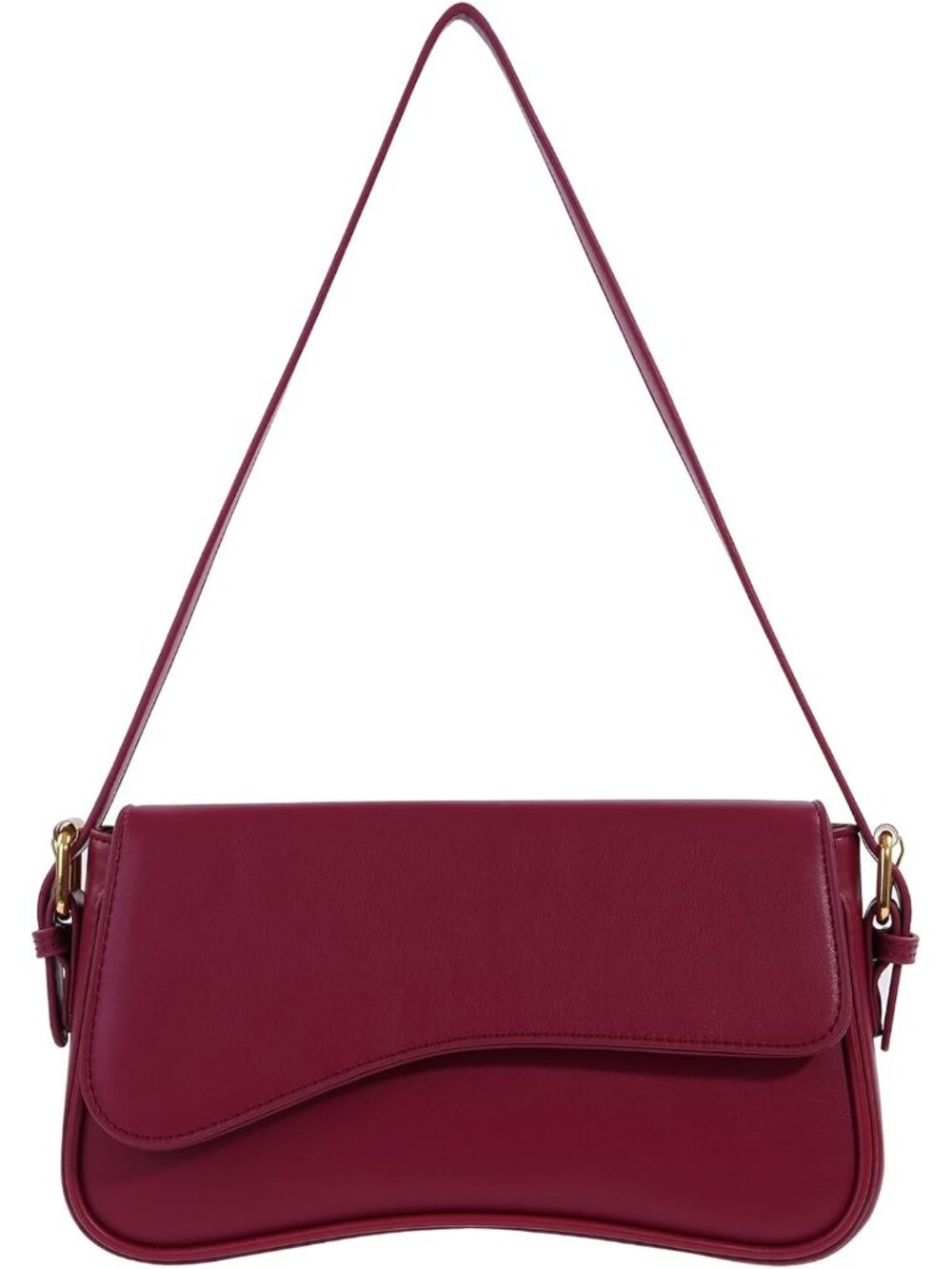 👜Women's Burgundy PU Leather Y2K Shoulder Bag Underarm Crossbody Travel Purse